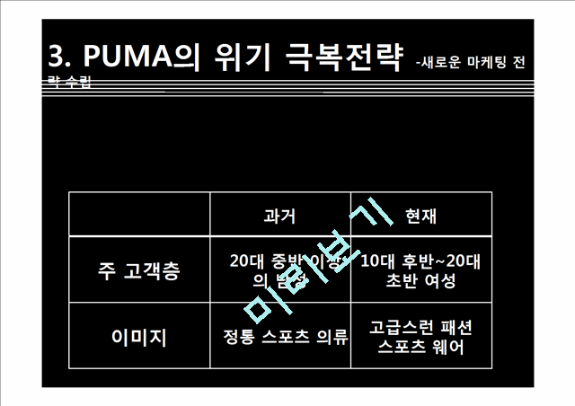 푸마 PUMA 위기극복위한 마케팅전략 분석및 푸마 소비자행동분석   (7 )